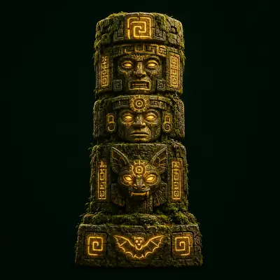 Majański totem wyrzeźbiony w kamieniu